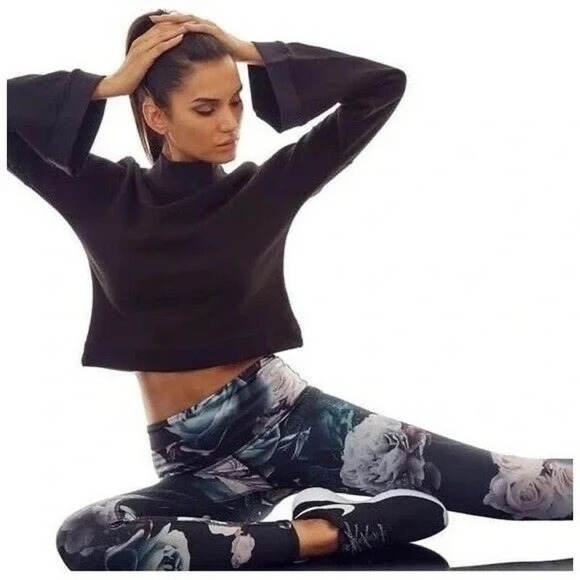 Noli Active Allure Floral Yoga Leggings Size XS Black Pink‎ Grey Rose Print - Picture 2 of 15